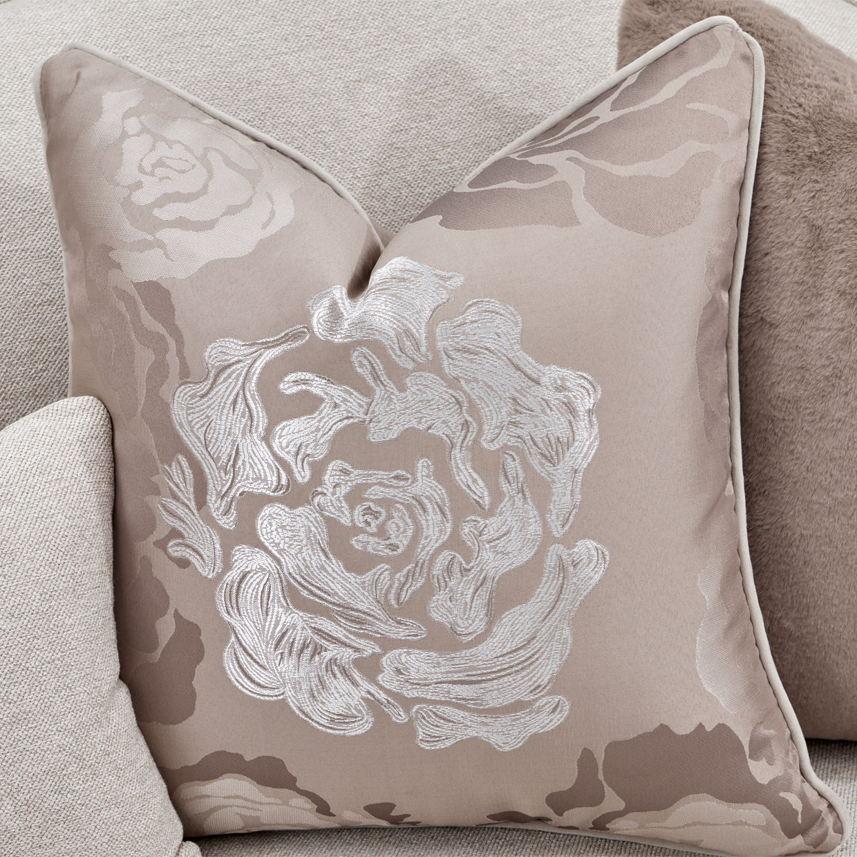 Michael Amini Camellia Field Caramel Sofa Cornsilk Caramel