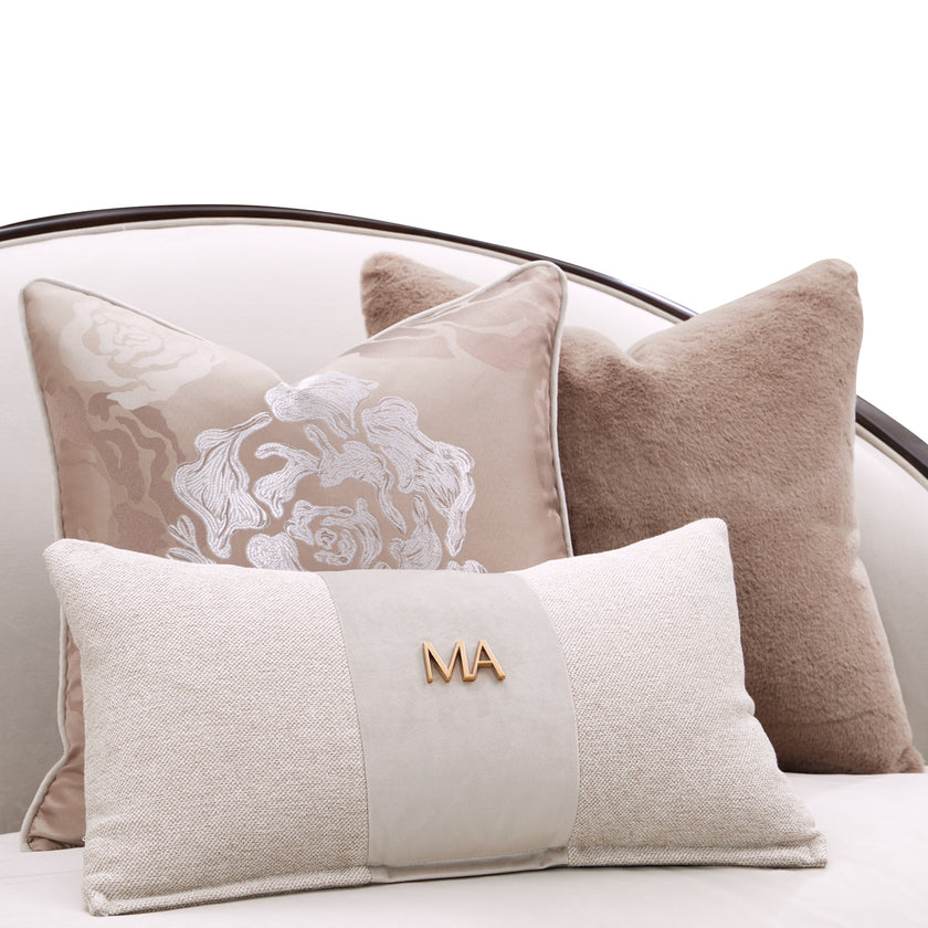 Michael Amini Camellia Field Caramel Asymmetrical Sofa Cornsilk Caramel