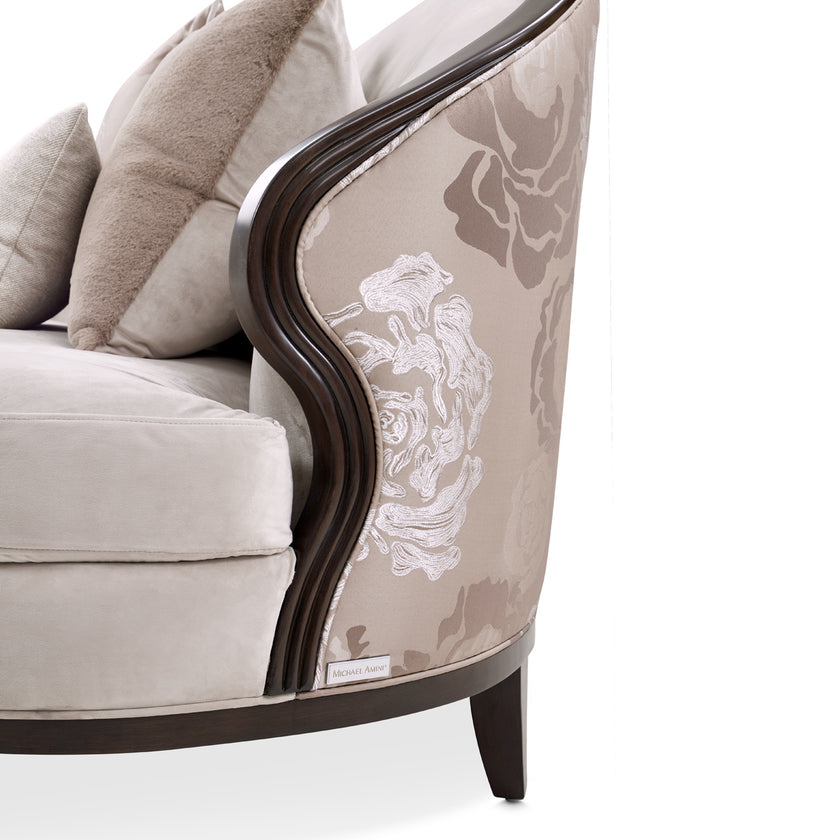 Michael Amini Camellia Field Caramel Asymmetrical Sofa Cornsilk Caramel