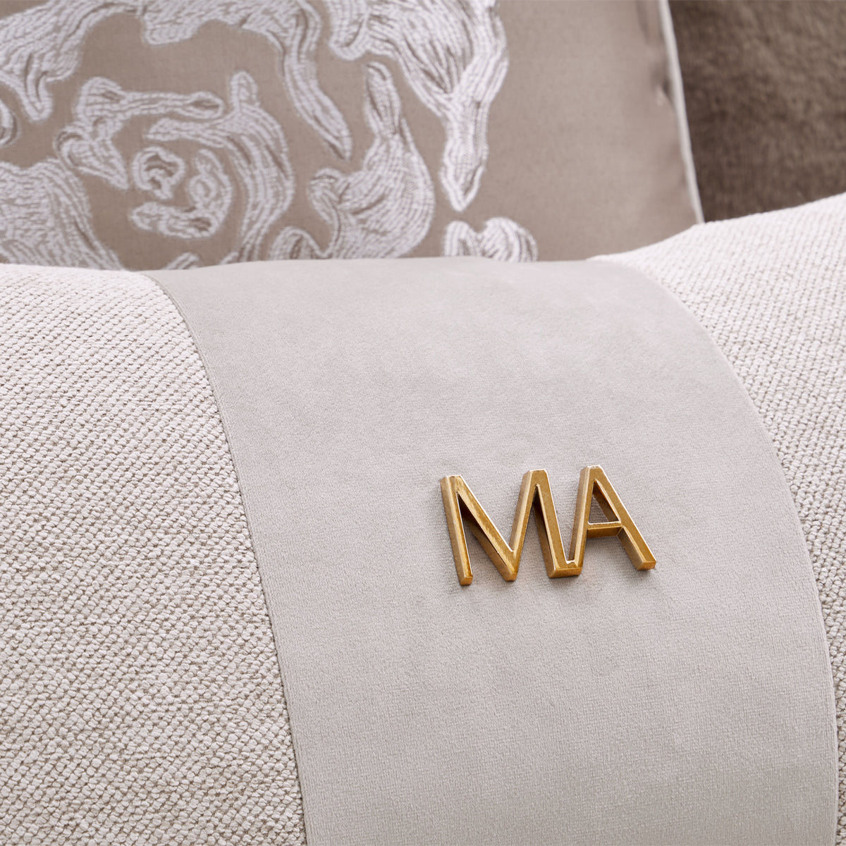 Michael Amini Camellia Field Caramel Asymmetrical Sofa Cornsilk Caramel