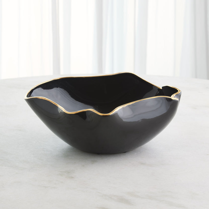 Global Views Currents Bowl Black/Gold