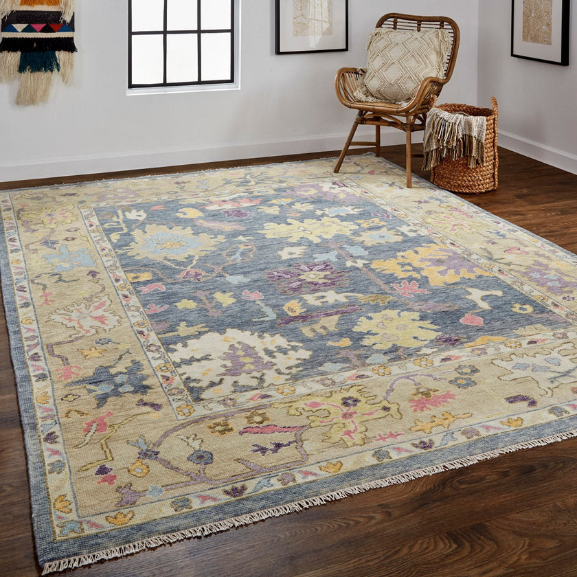 Feizy Karina 6791F Traditional Persian in Gold/Blue/Purple