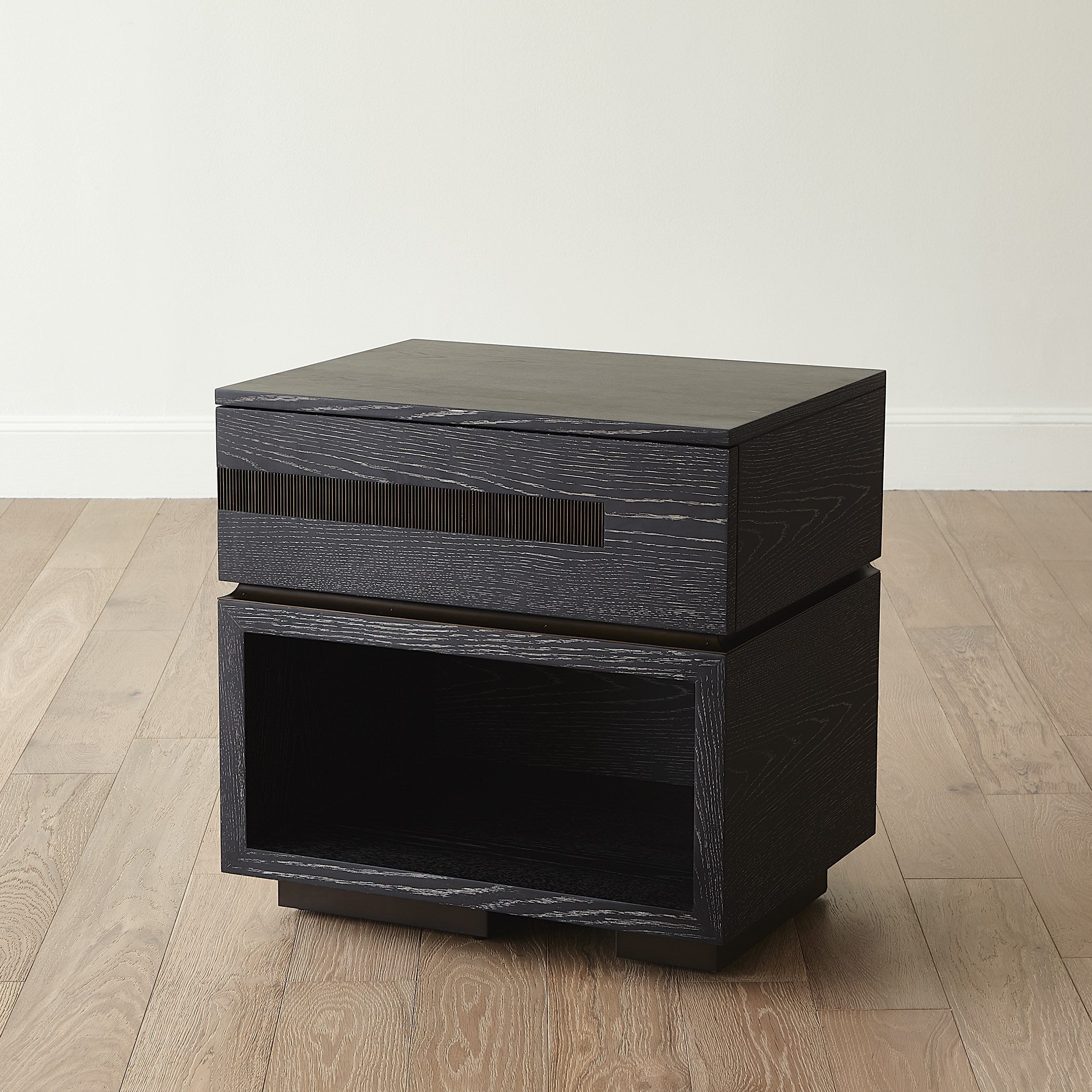 Global Views Brazil Bedside Chest-Left-Black Cerused Oak