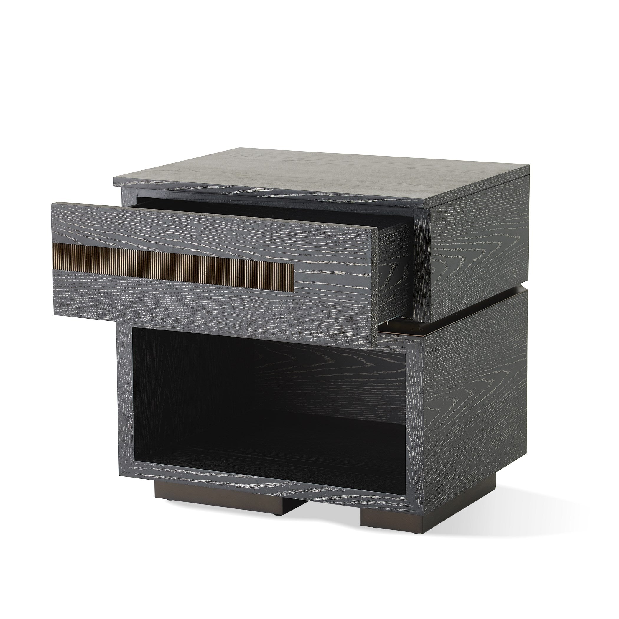 Global Views Brazil Bedside Chest-Left-Black Cerused Oak