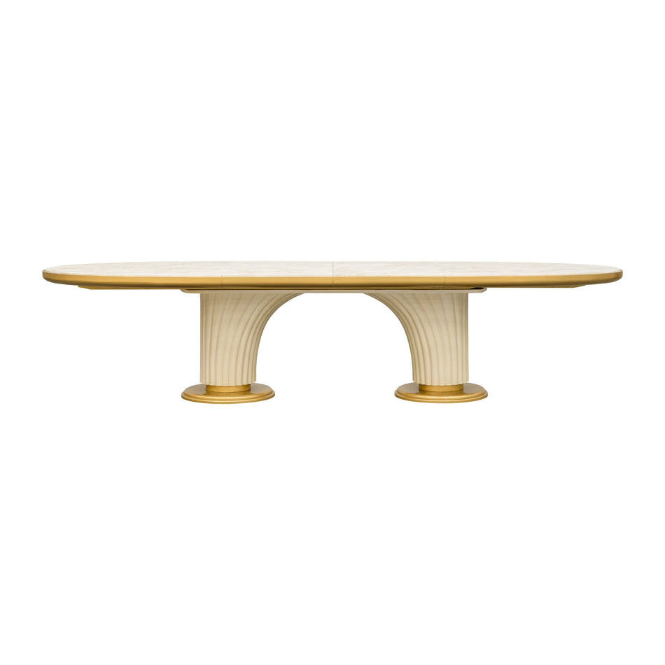 Michael Amini Scotts Square Oval Dining Table - Light Champagne