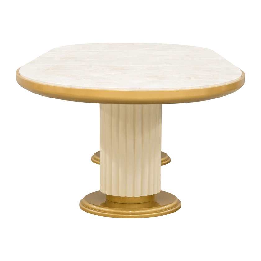 Michael Amini Scotts Square Oval Dining Table - Light Champagne