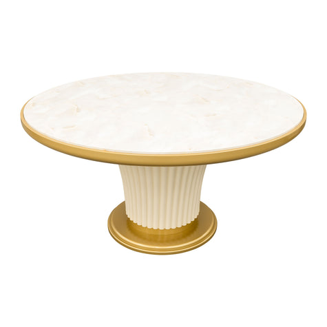 Michael Amini Scotts Square Round Dining Table - Light Champagne