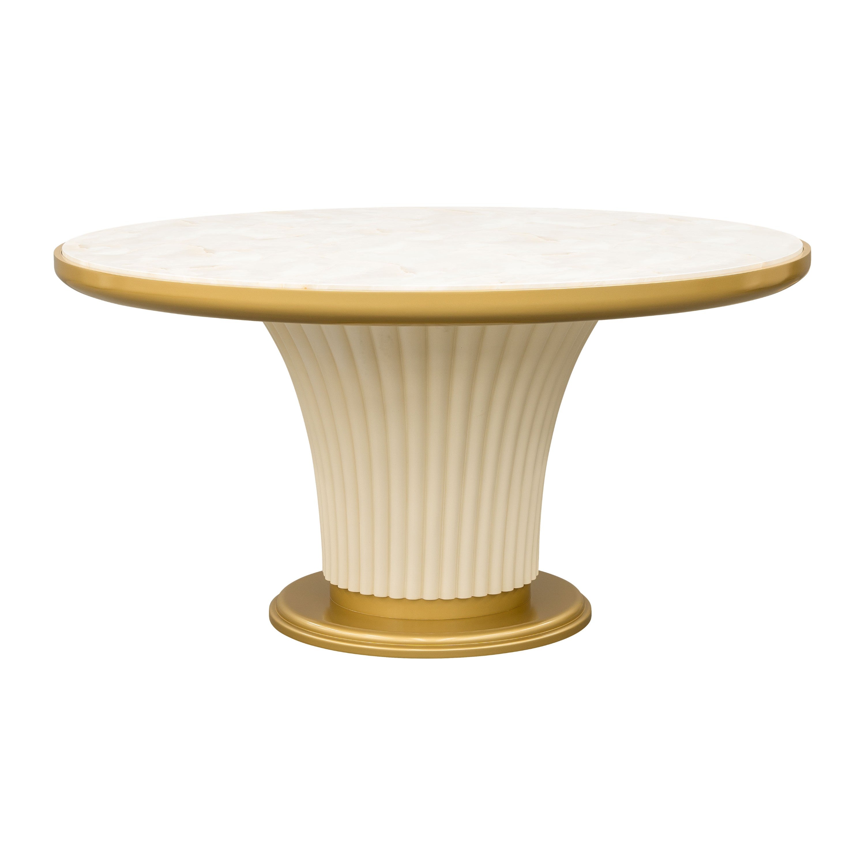 Michael Amini Scotts Square Round Dining Table - Light Champagne