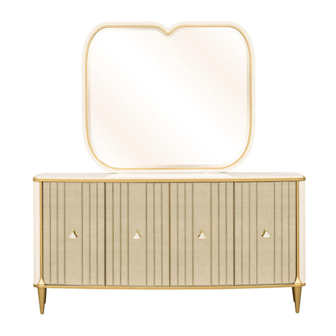 Michael Amini Scotts Square Sideboard with Mirror - Light Champagne
