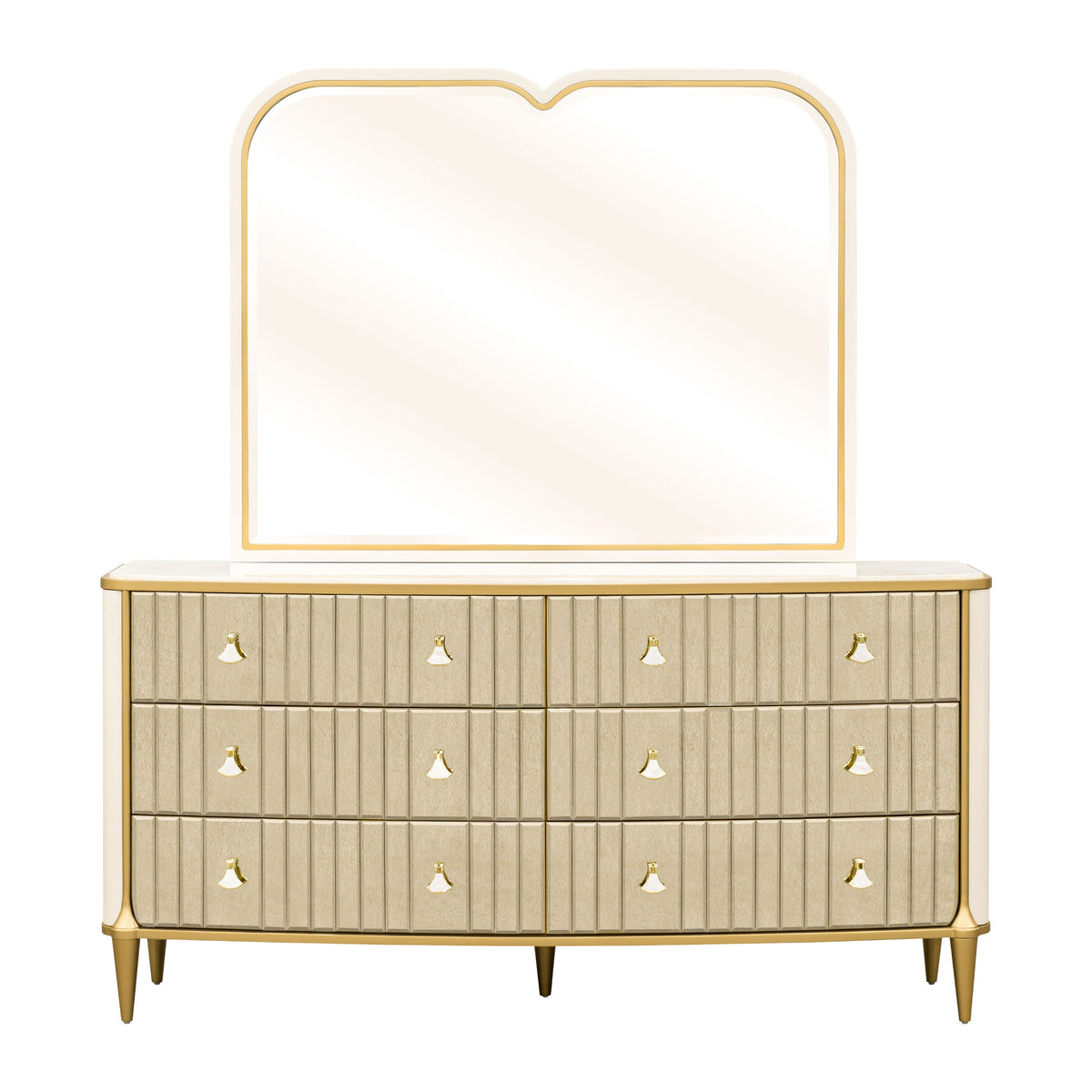 Michael Amini Scotts Square Dresser with Mirror - Light Champagne
