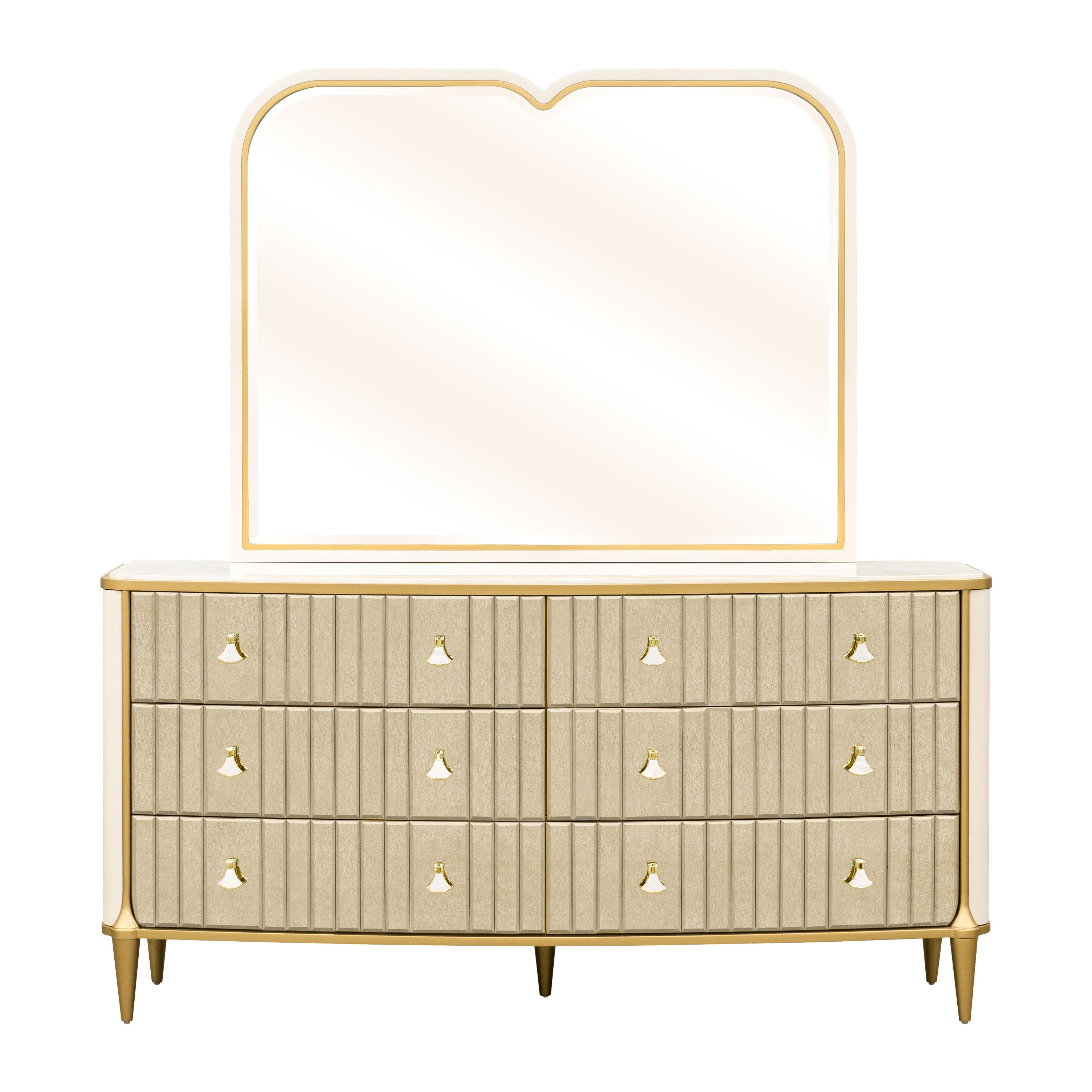 Michael Amini Scotts Square Dresser with Mirror - Light Champagne