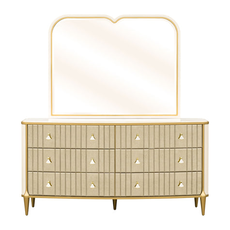 Michael Amini Scotts Square Dresser with Mirror - Light Champagne