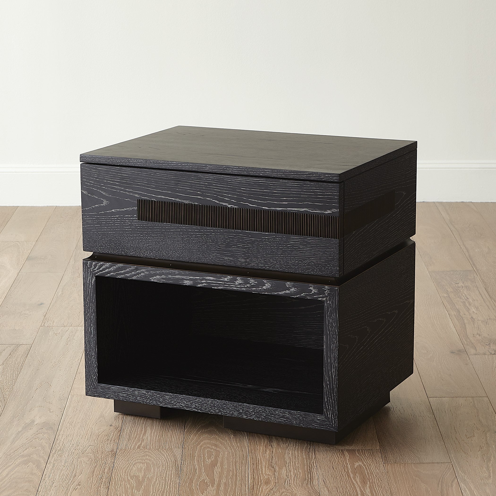 Global Views Brazil Bedside Chest-Right-Black Cerused Oak