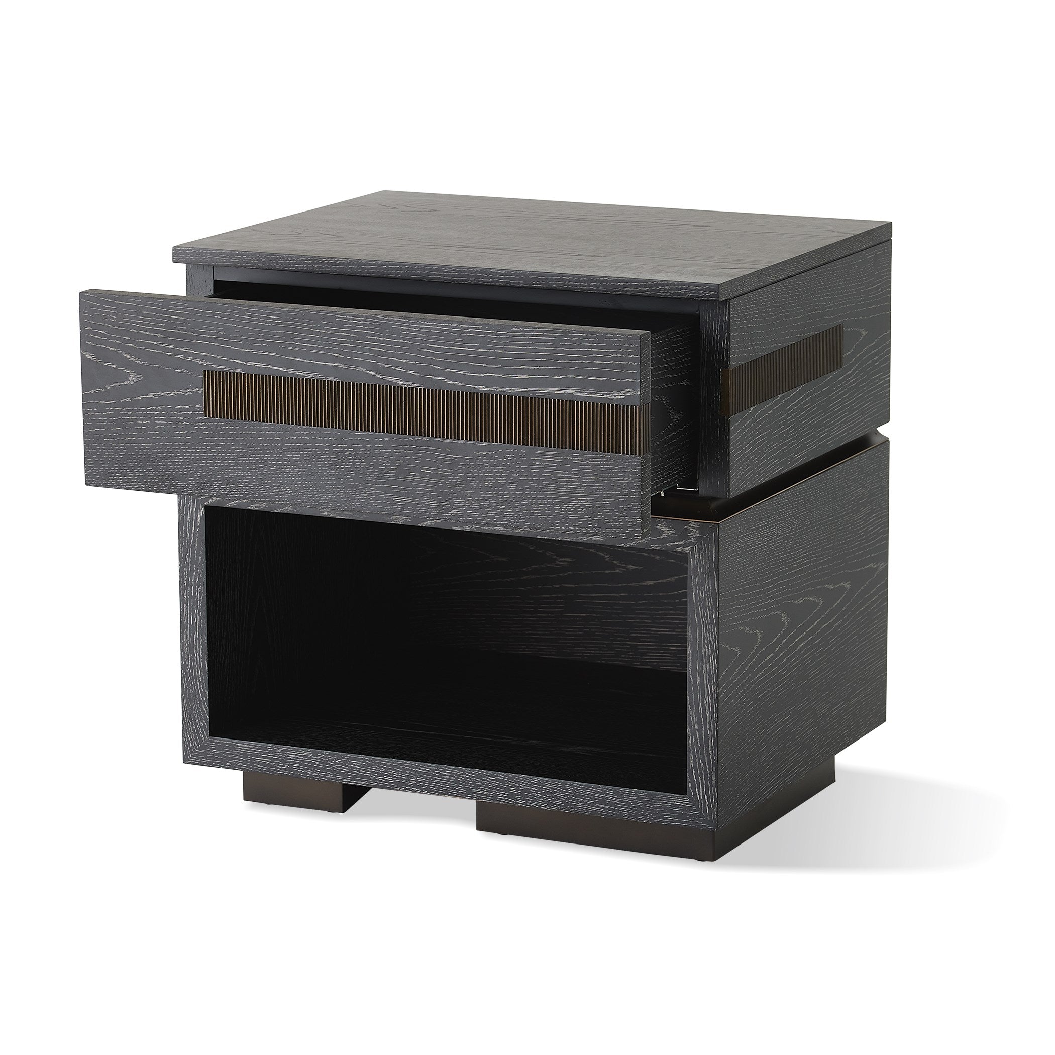 Global Views Brazil Bedside Chest-Right-Black Cerused Oak