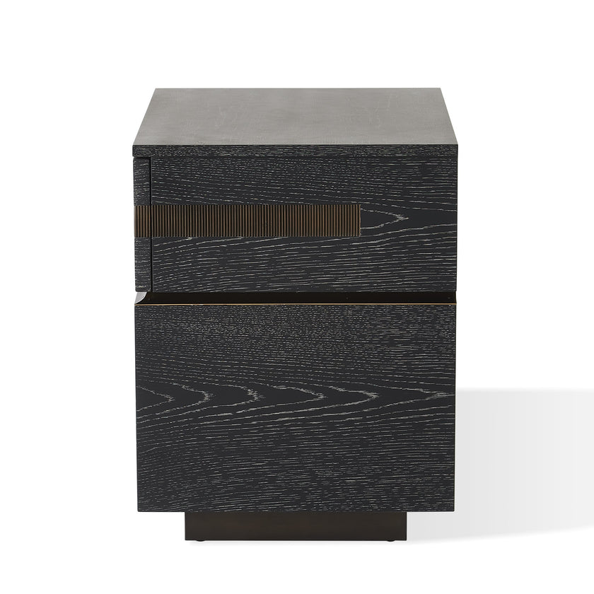 Global Views Brazil Bedside Chest-Right-Black Cerused Oak