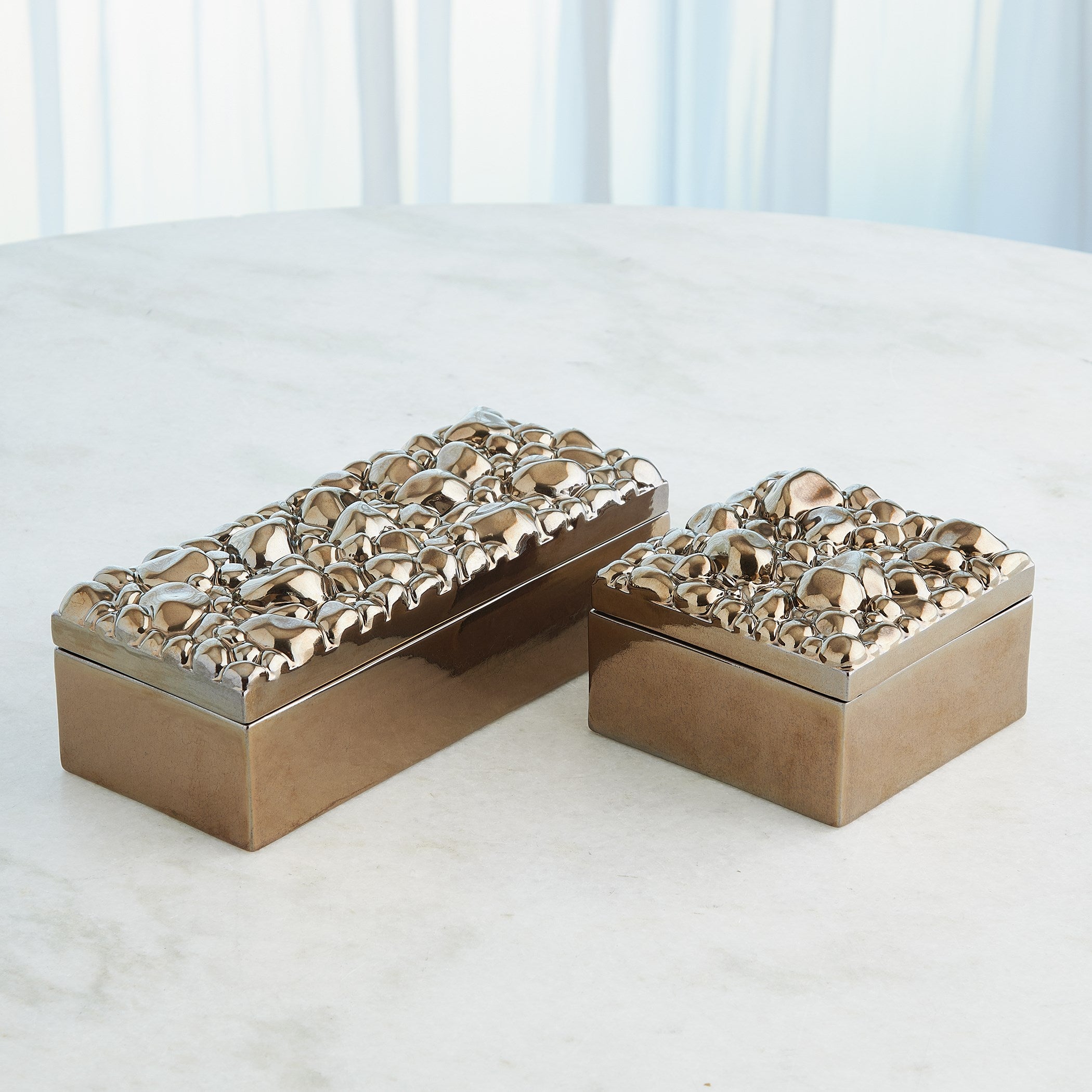 Global Views Pebbles Box Bronze