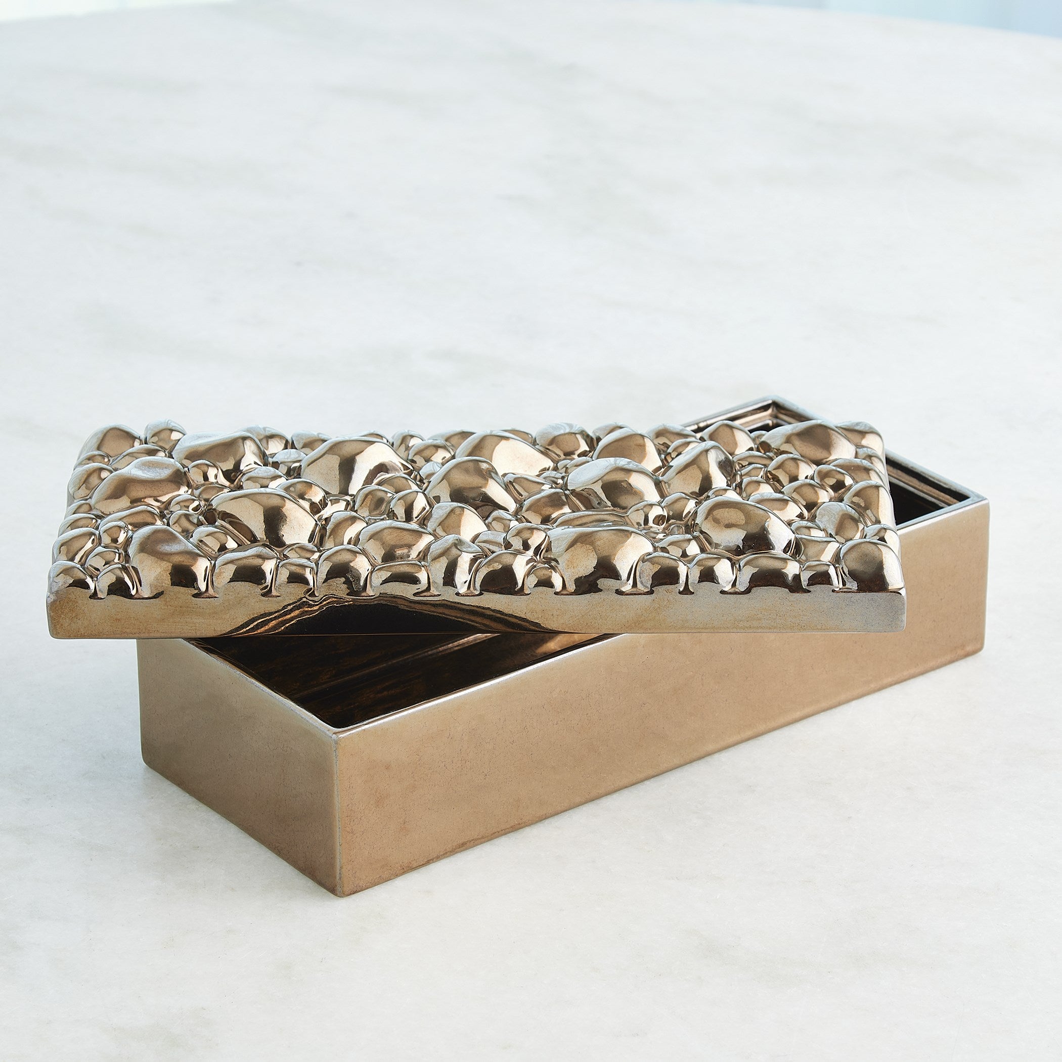 Global Views Pebbles Box Bronze