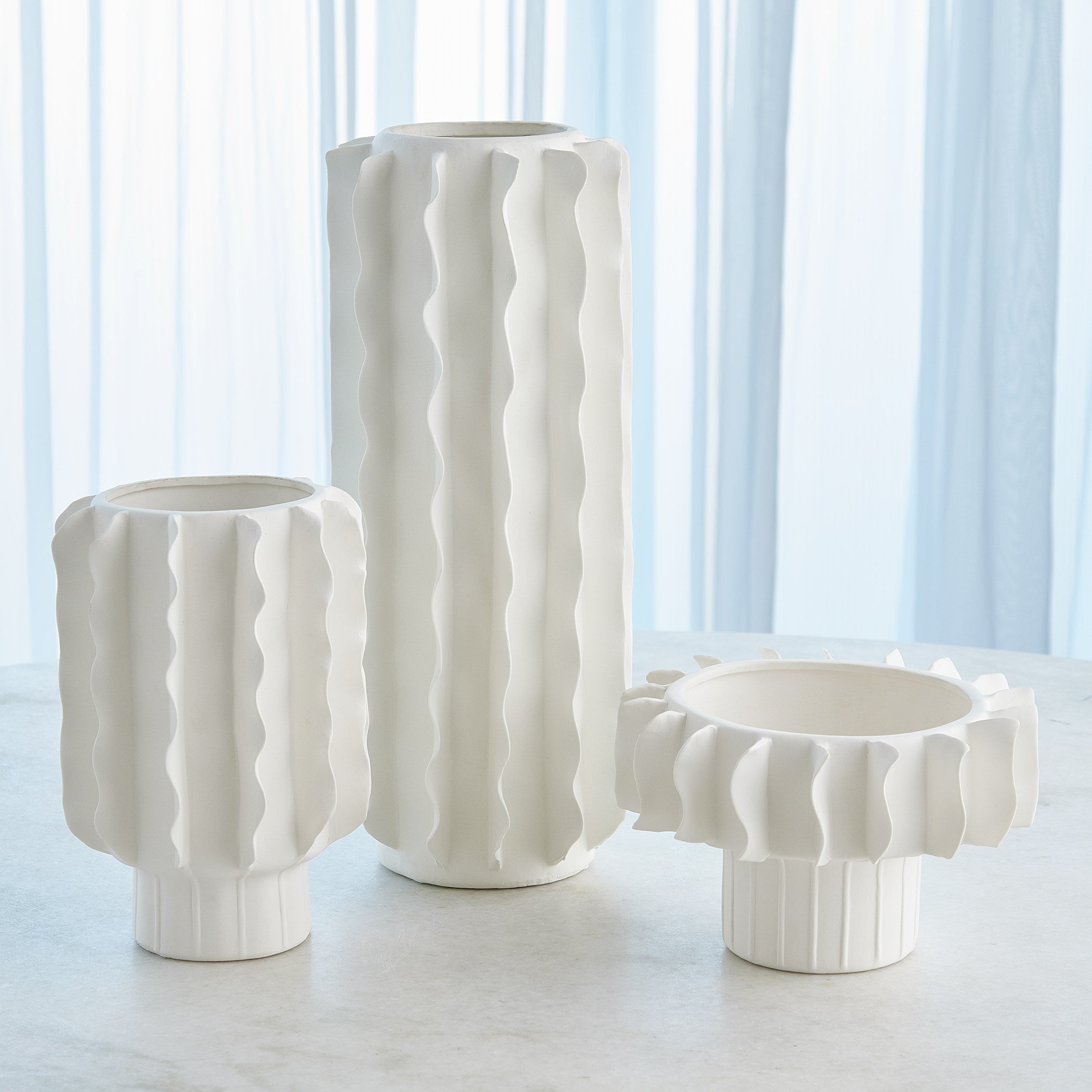 Global Views Frilled Vase Matte White