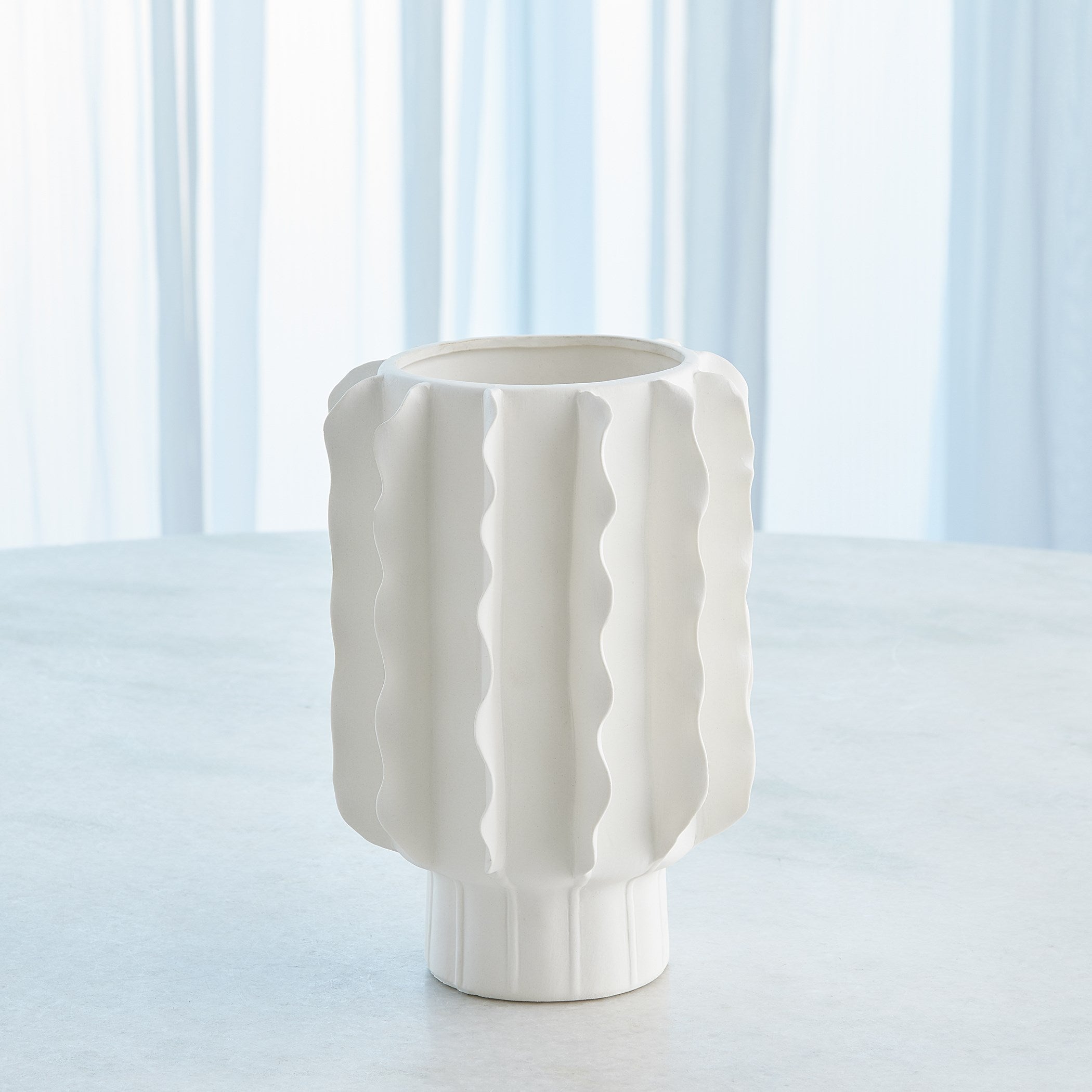 Global Views Frilled Vase Matte White