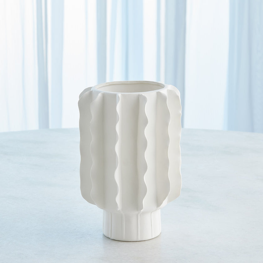 Global Views Frilled Vase Matte White
