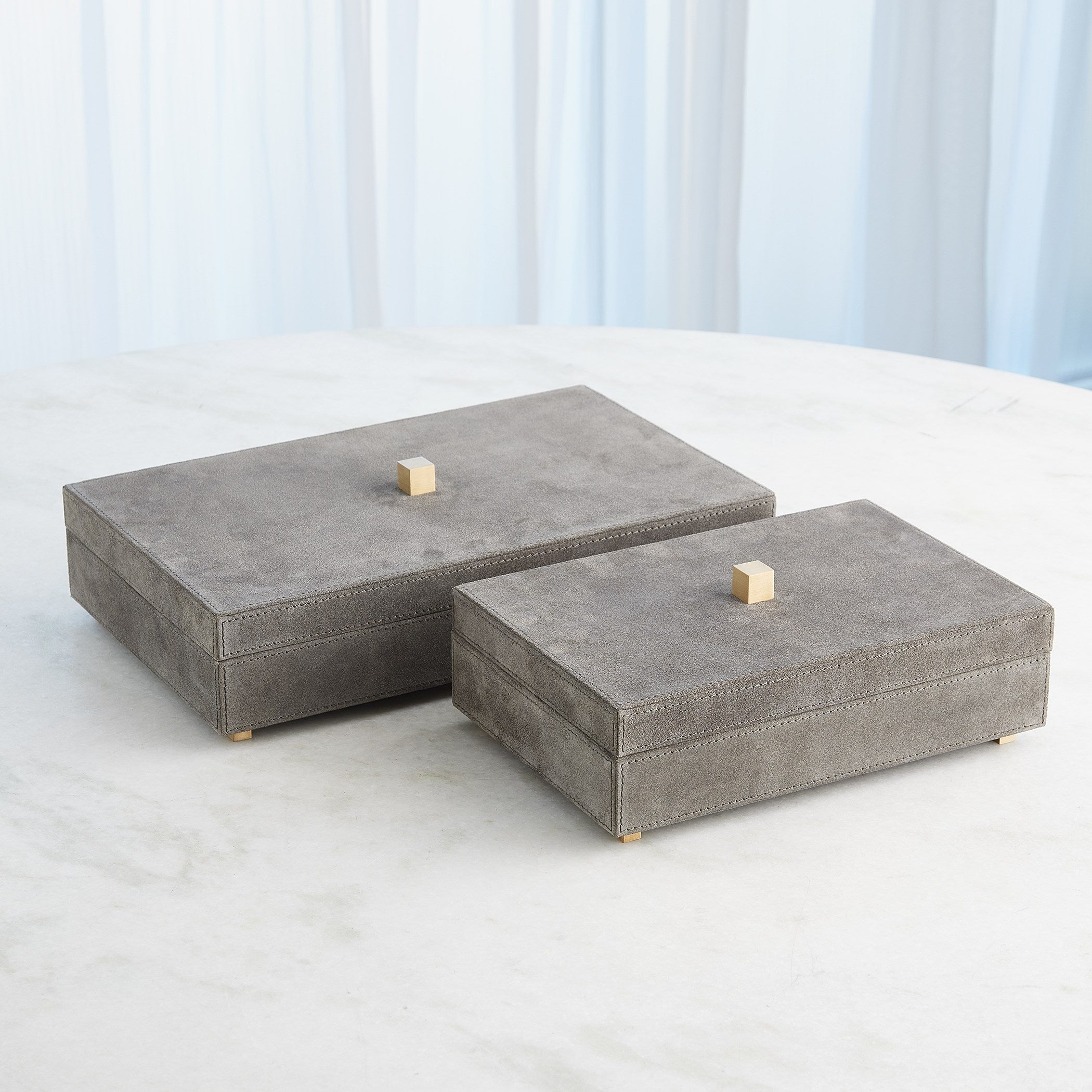 Global Views Posh Boxes and Tray Grey Suede