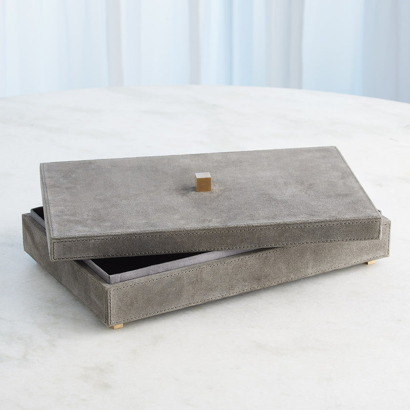 Global Views Posh Boxes and Tray Grey Suede
