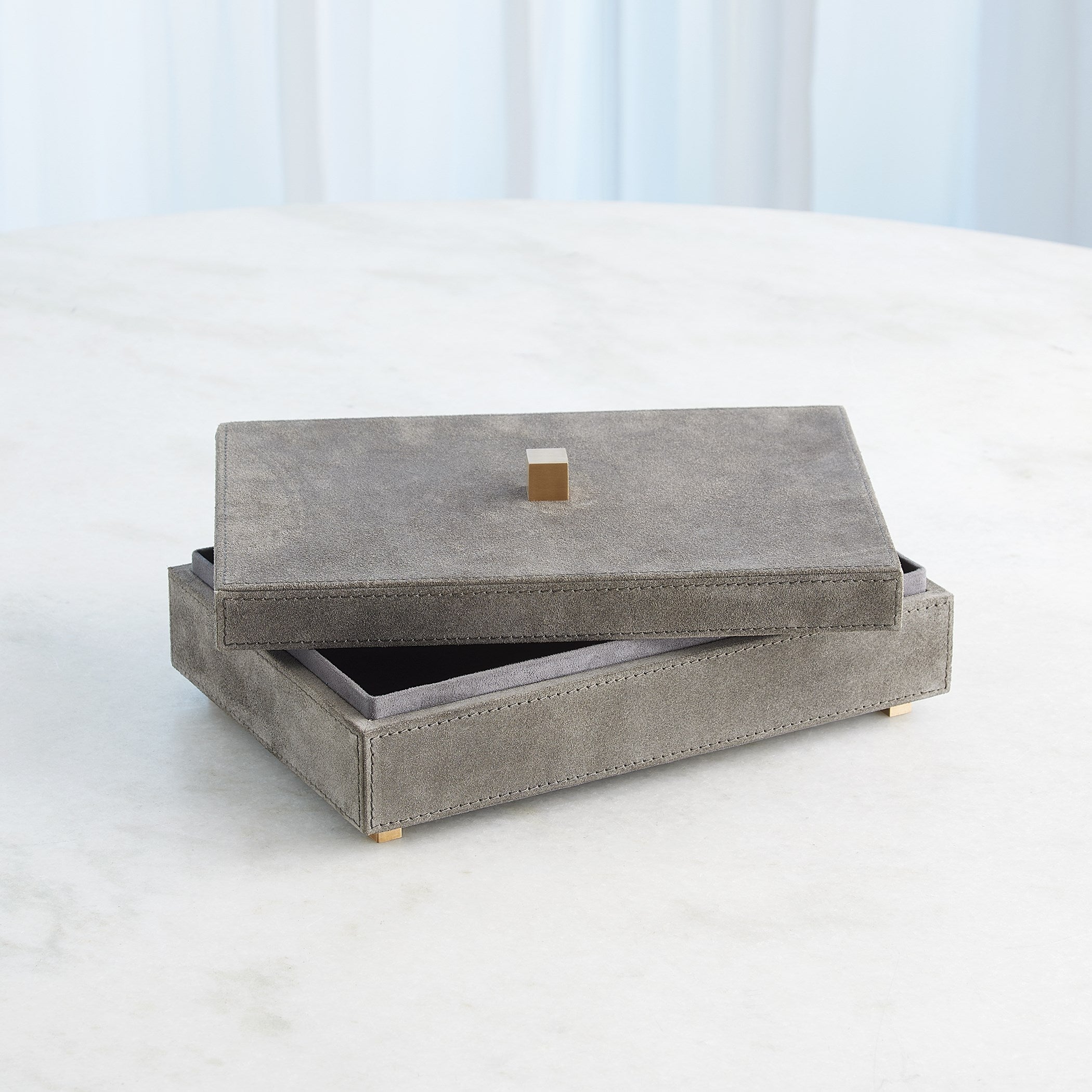 Global Views Posh Boxes and Tray Grey Suede