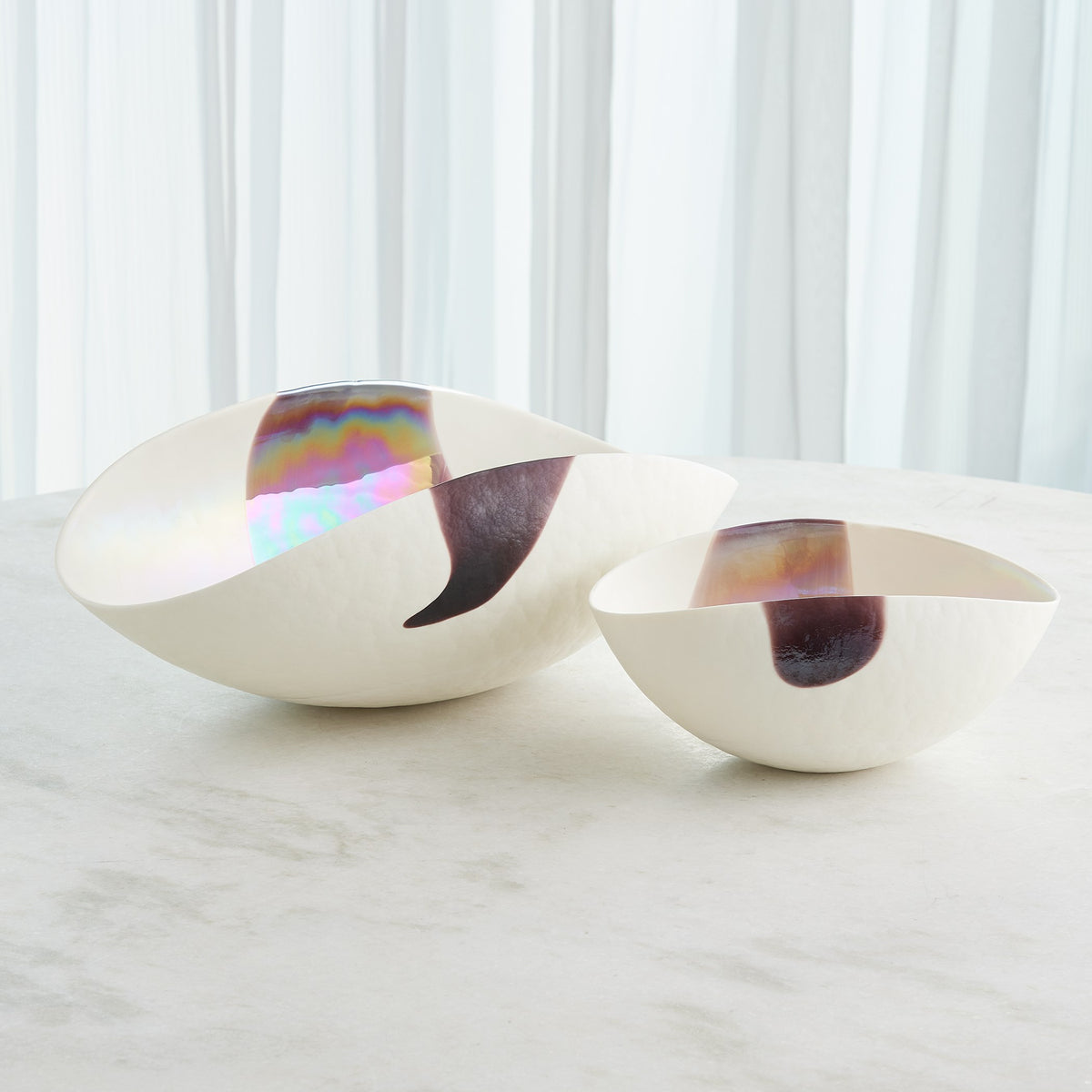 Global Views Mirabelle Bowl Ivory/Plum