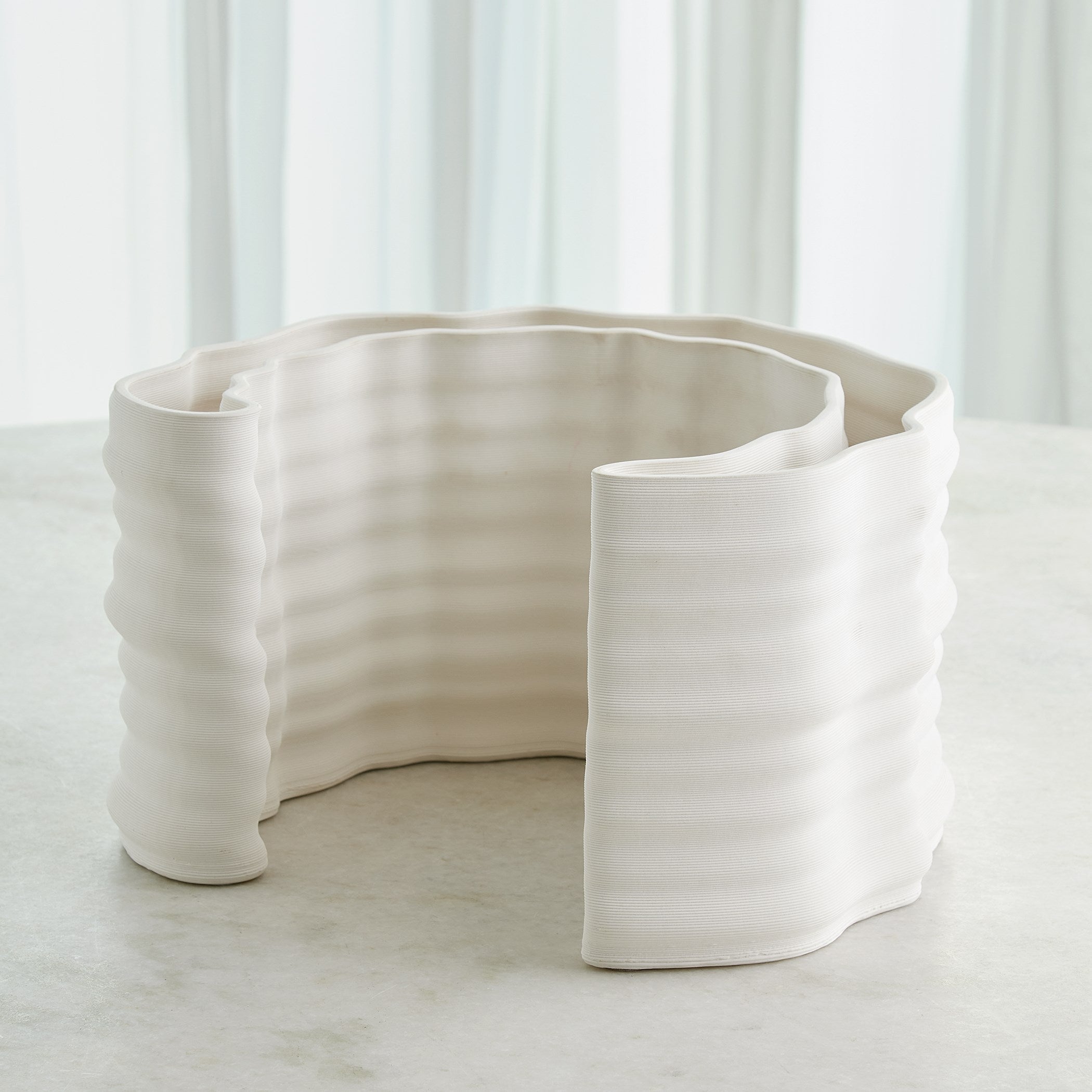 Global Views Crescent Printed Vase Matte White