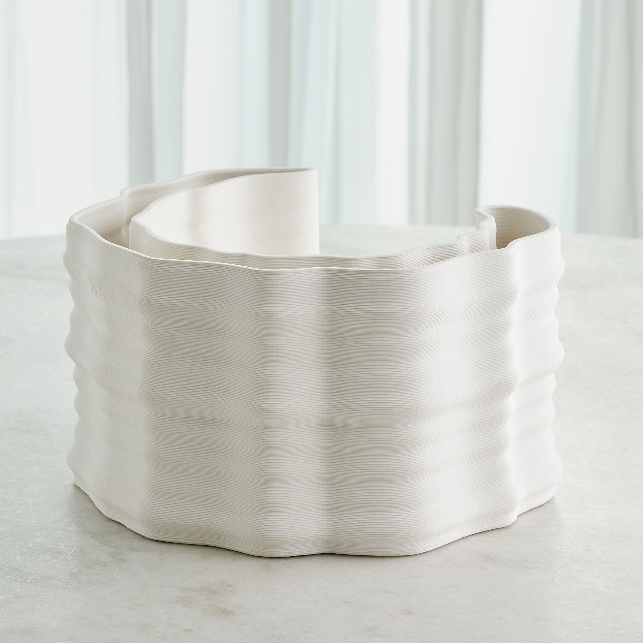 Global Views Crescent Printed Vase Matte White