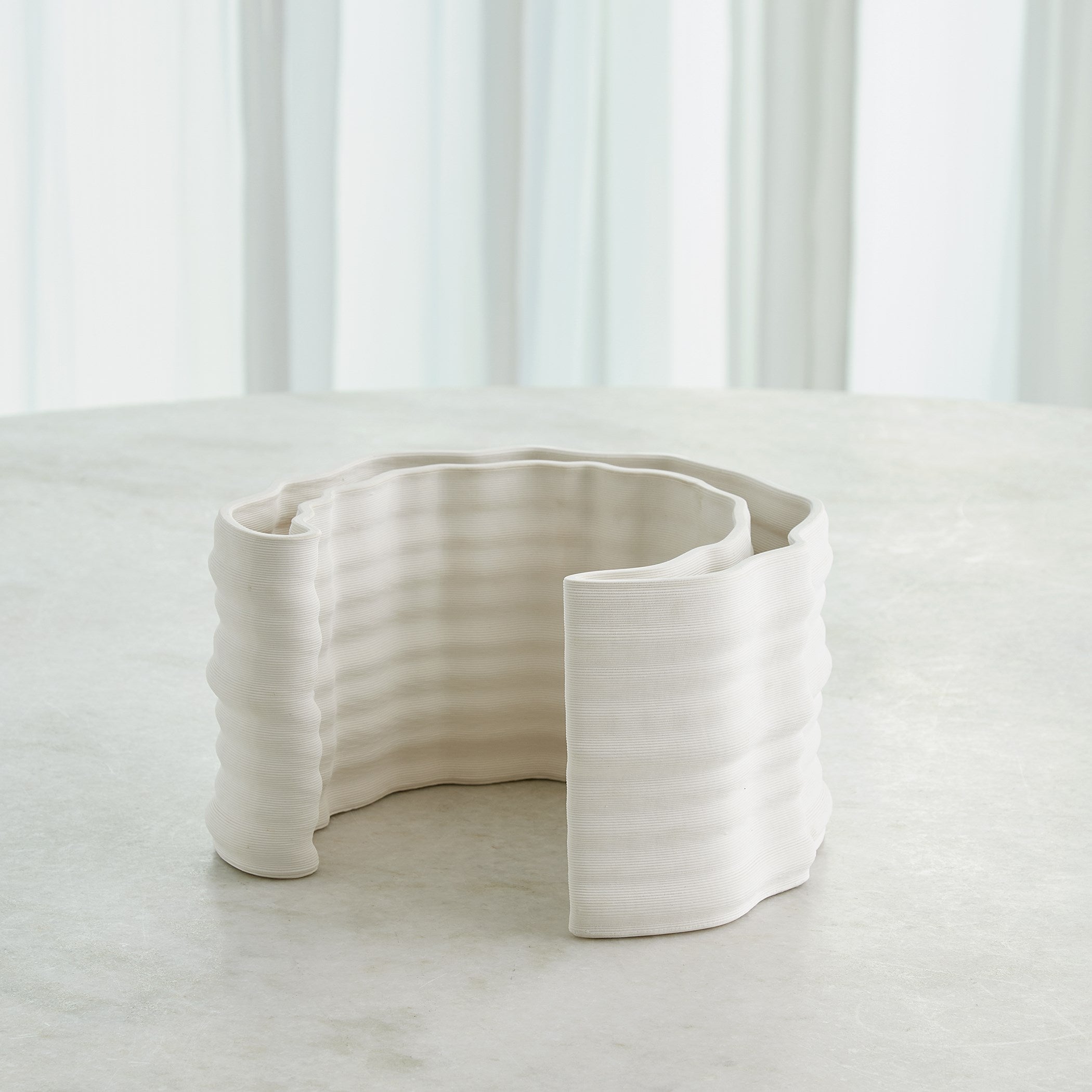 Global Views Crescent Printed Vase Matte White