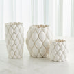 Global Views Pillowed Printed Cylinder Vase Matte White