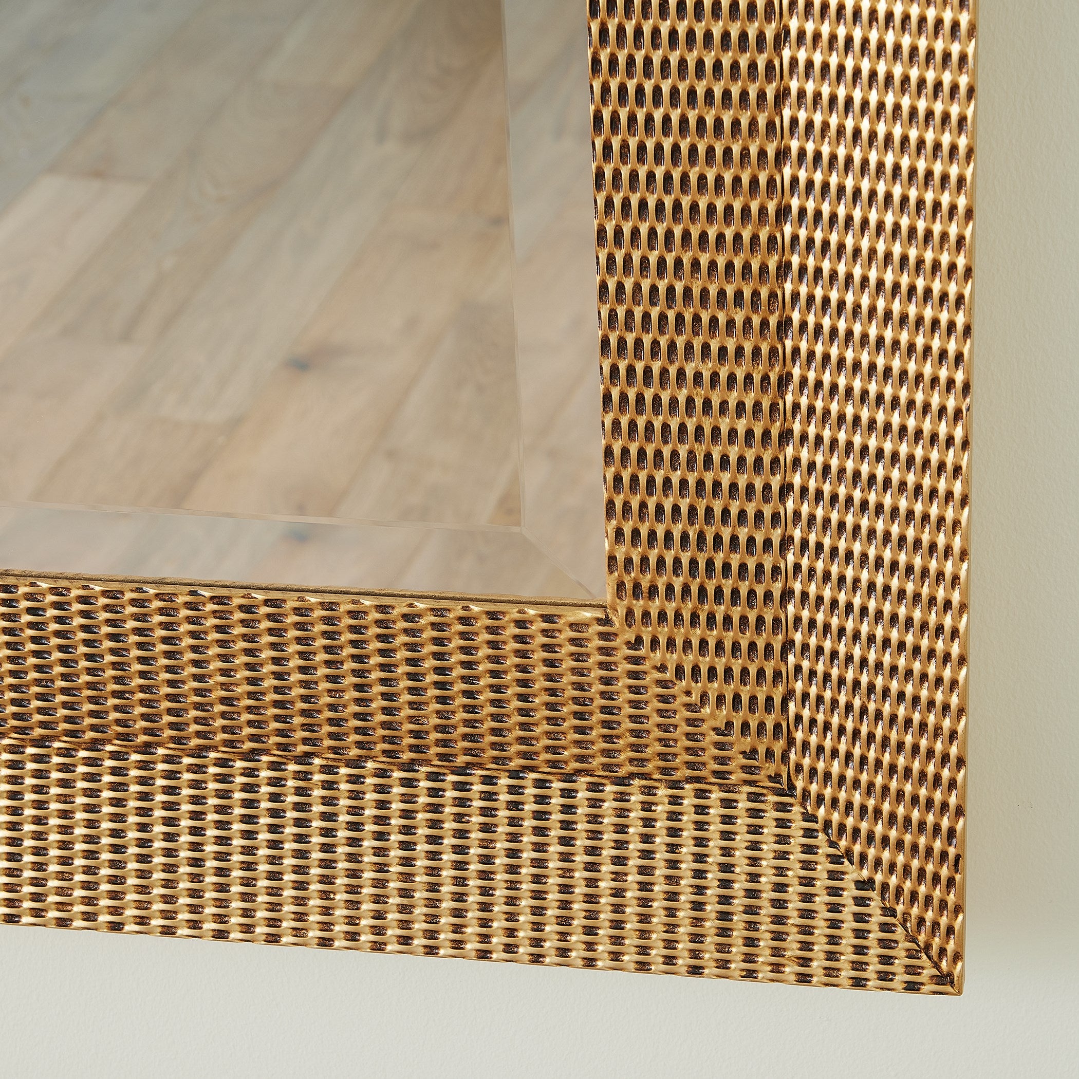 Global Views Delicate Basketweave Mirror-Gold