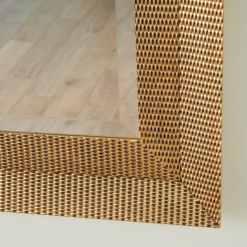 Global Views Delicate Basketweave Mirror-Gold