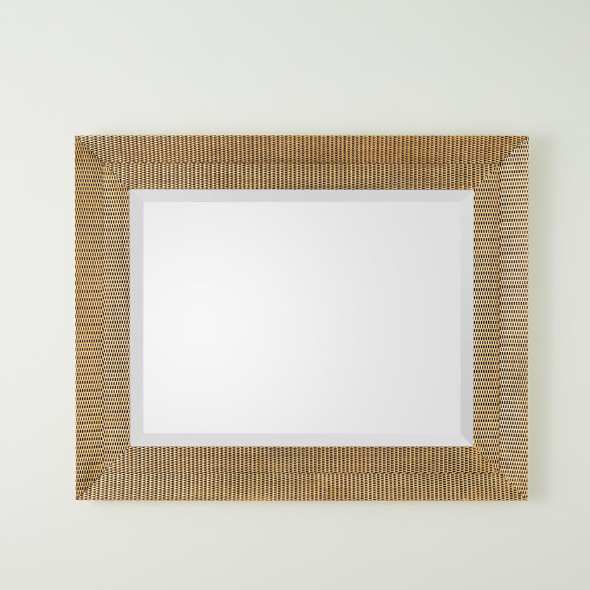 Global Views Delicate Basketweave Mirror-Gold