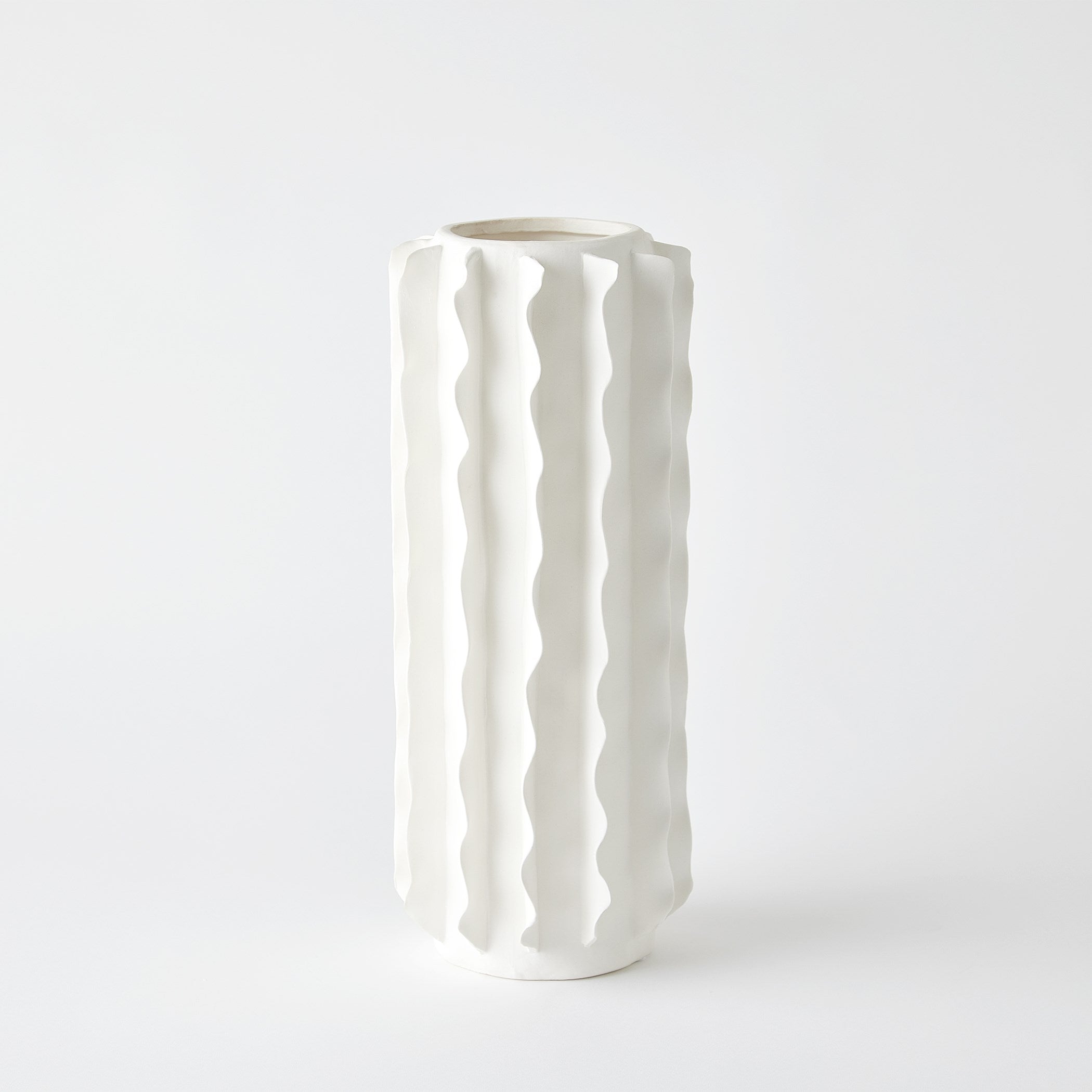 Global Views Frilled Vase Matte White