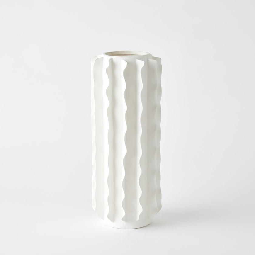 Global Views Frilled Vase Matte White