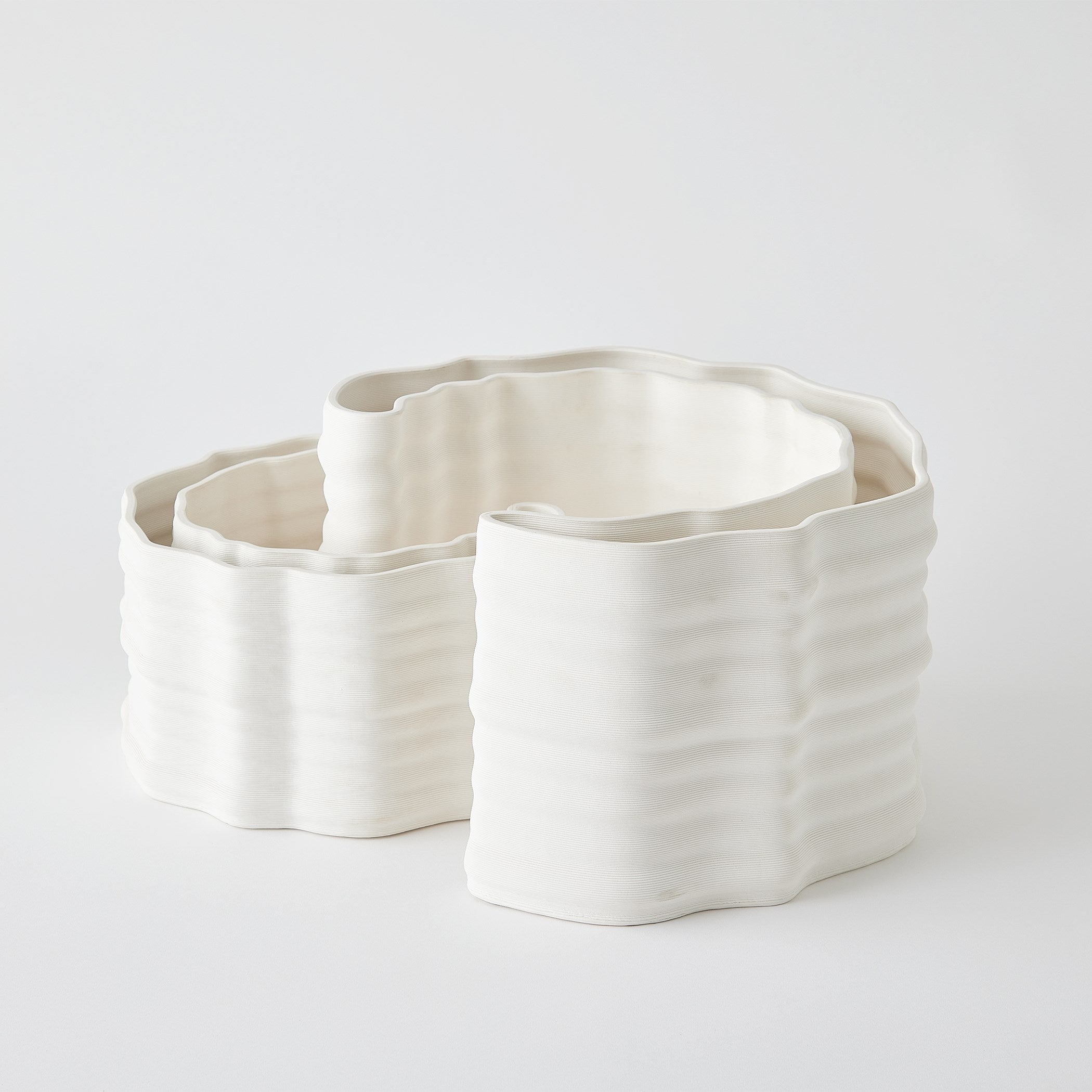 Global Views Crescent Printed Vase Matte White