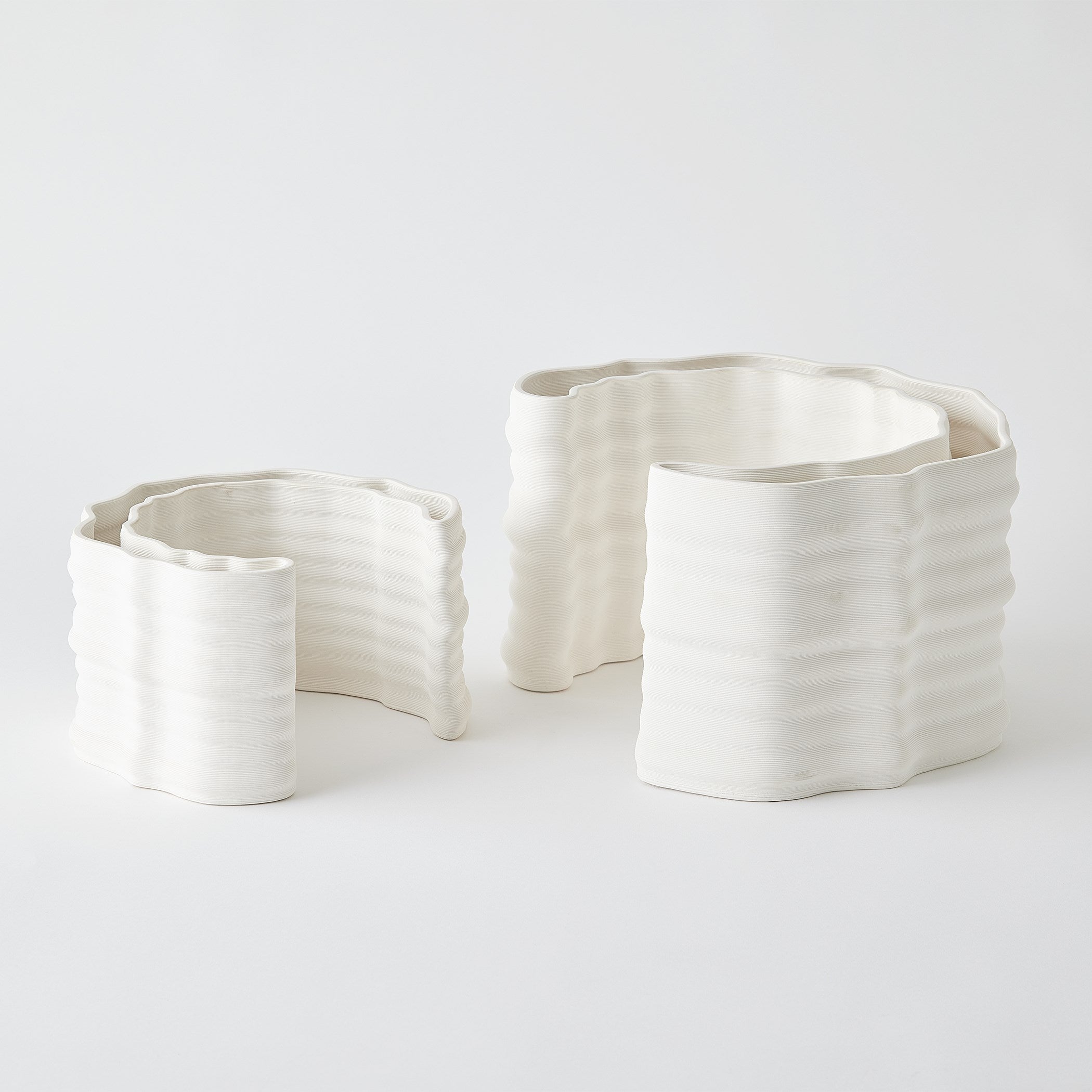 Global Views Crescent Printed Vase Matte White