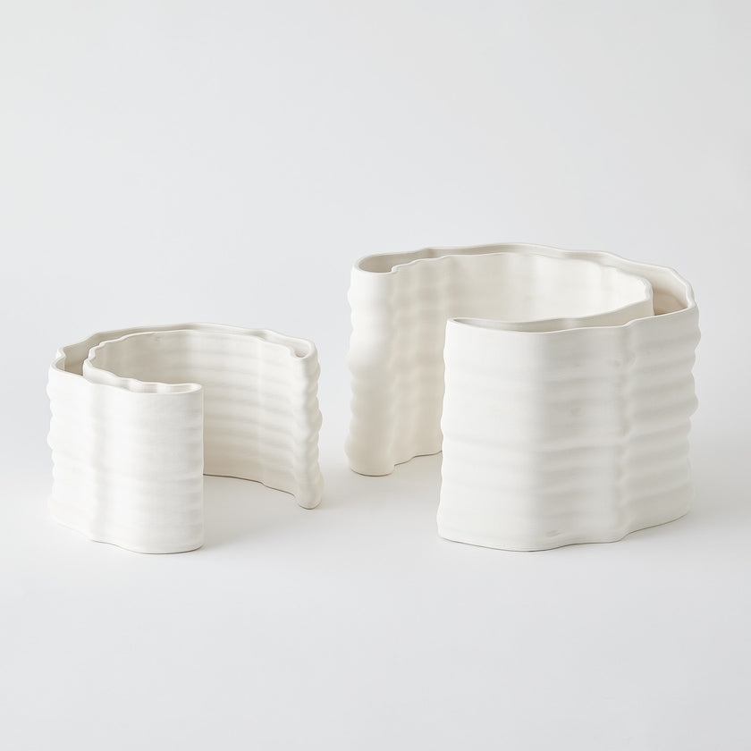 Global Views Crescent Printed Vase Matte White