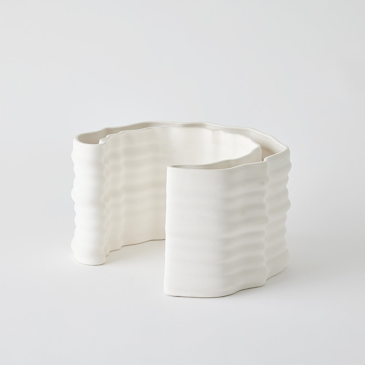 Global Views Crescent Printed Vase Matte White