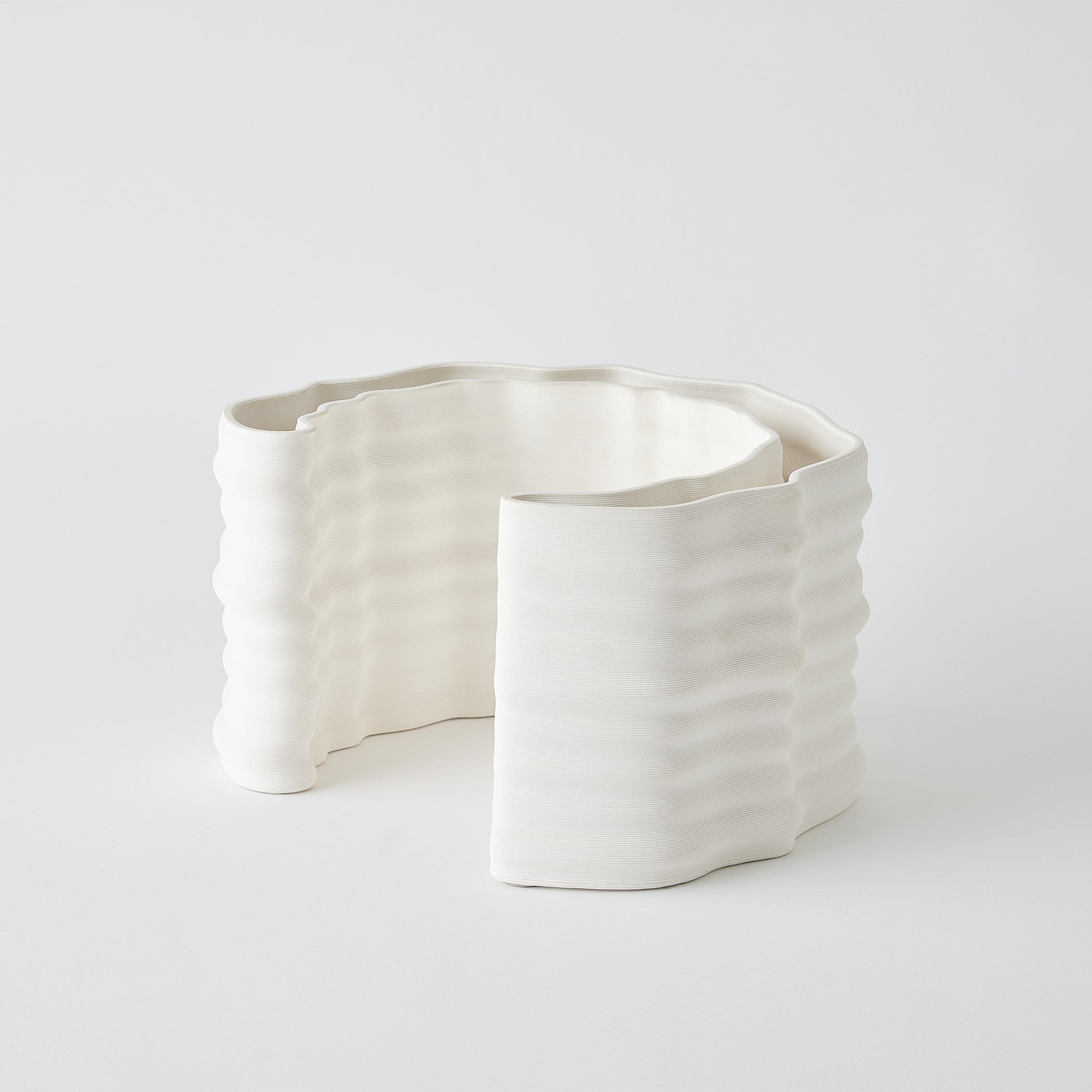 Global Views Crescent Printed Vase Matte White