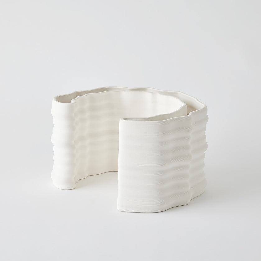 Global Views Crescent Printed Vase Matte White