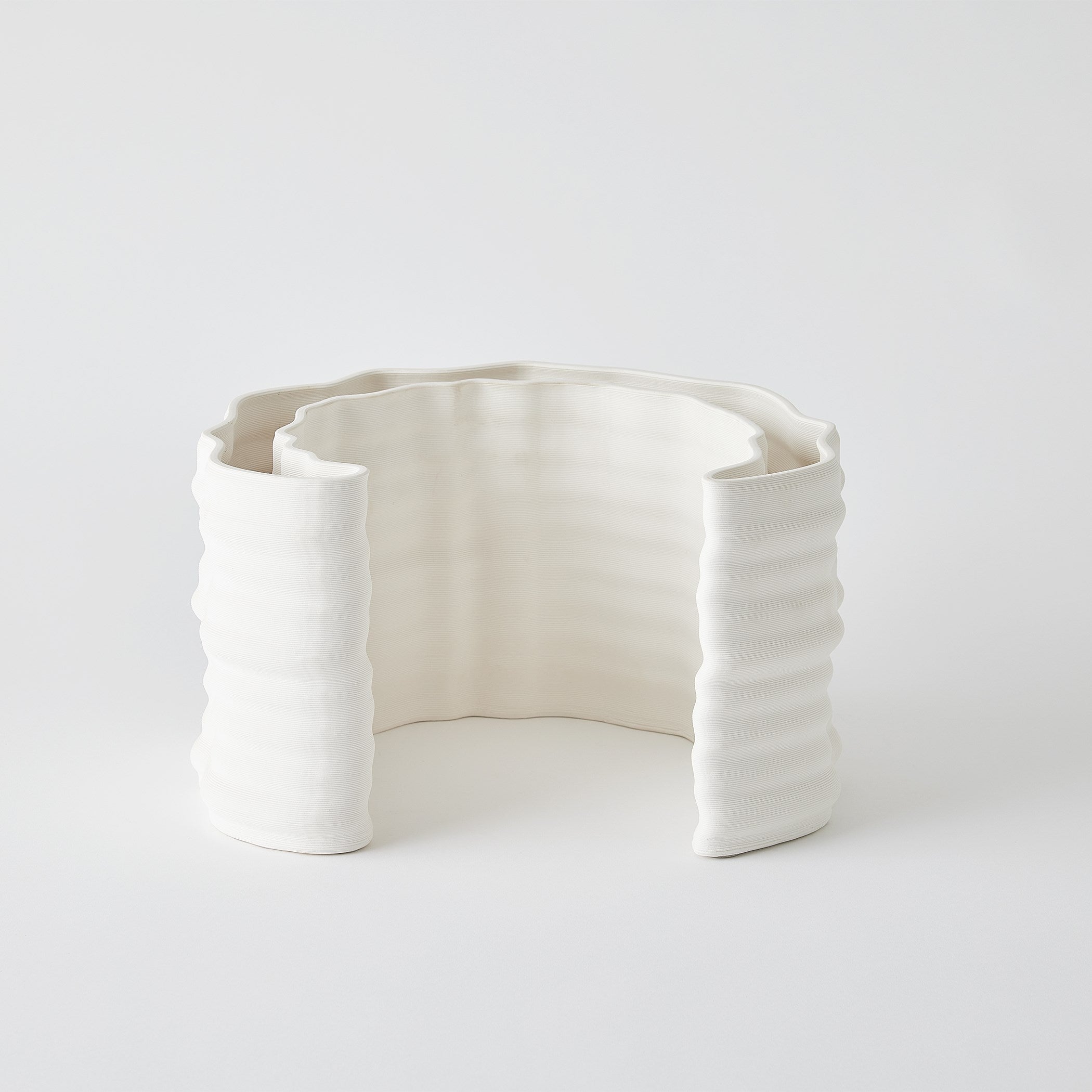 Global Views Crescent Printed Vase Matte White