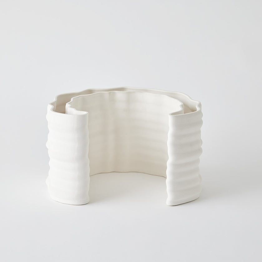 Global Views Crescent Printed Vase Matte White