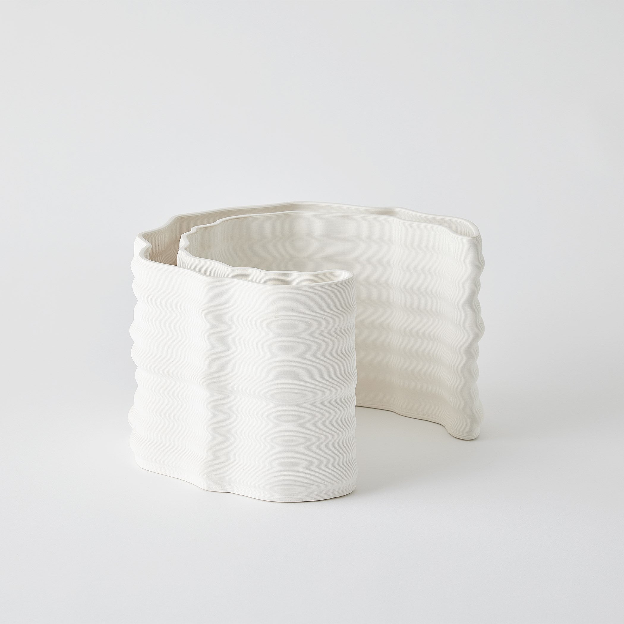 Global Views Crescent Printed Vase Matte White
