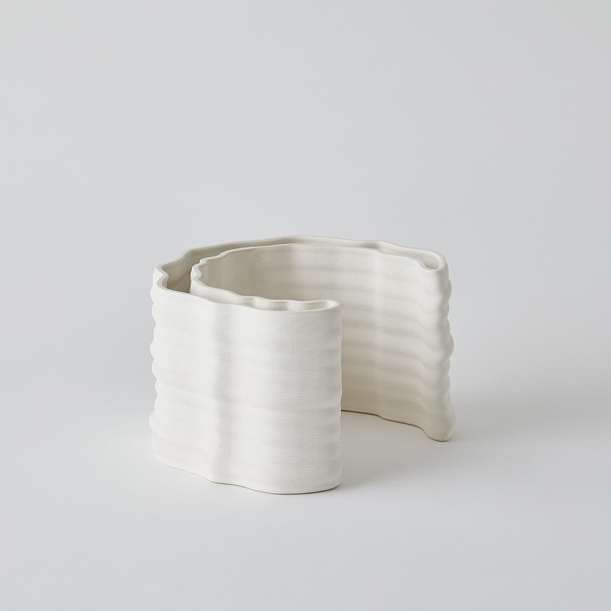 Global Views Crescent Printed Vase Matte White