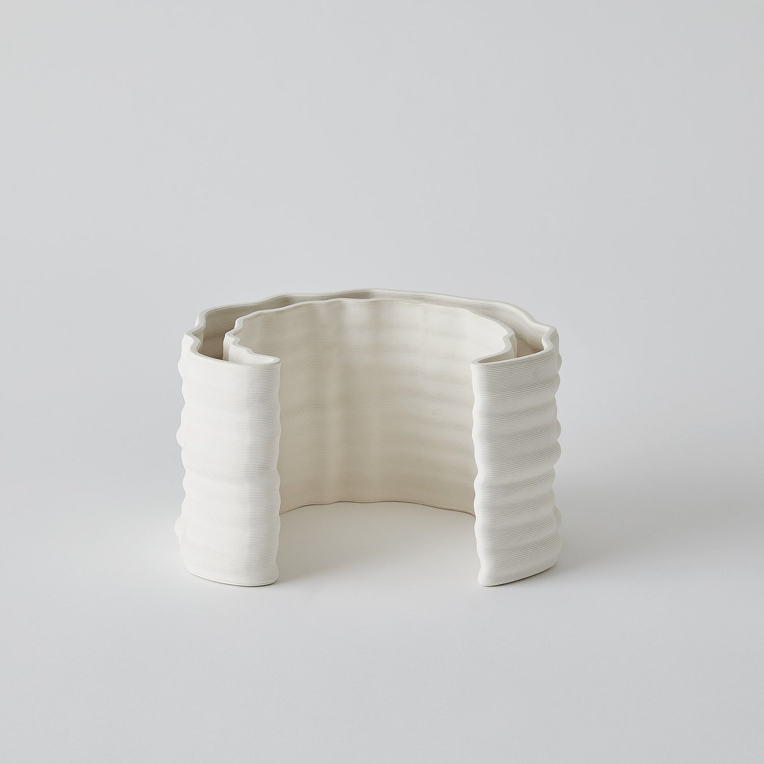 Global Views Crescent Printed Vase Matte White