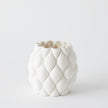 Global Views Pillowed Printed Cylinder Vase Matte White
