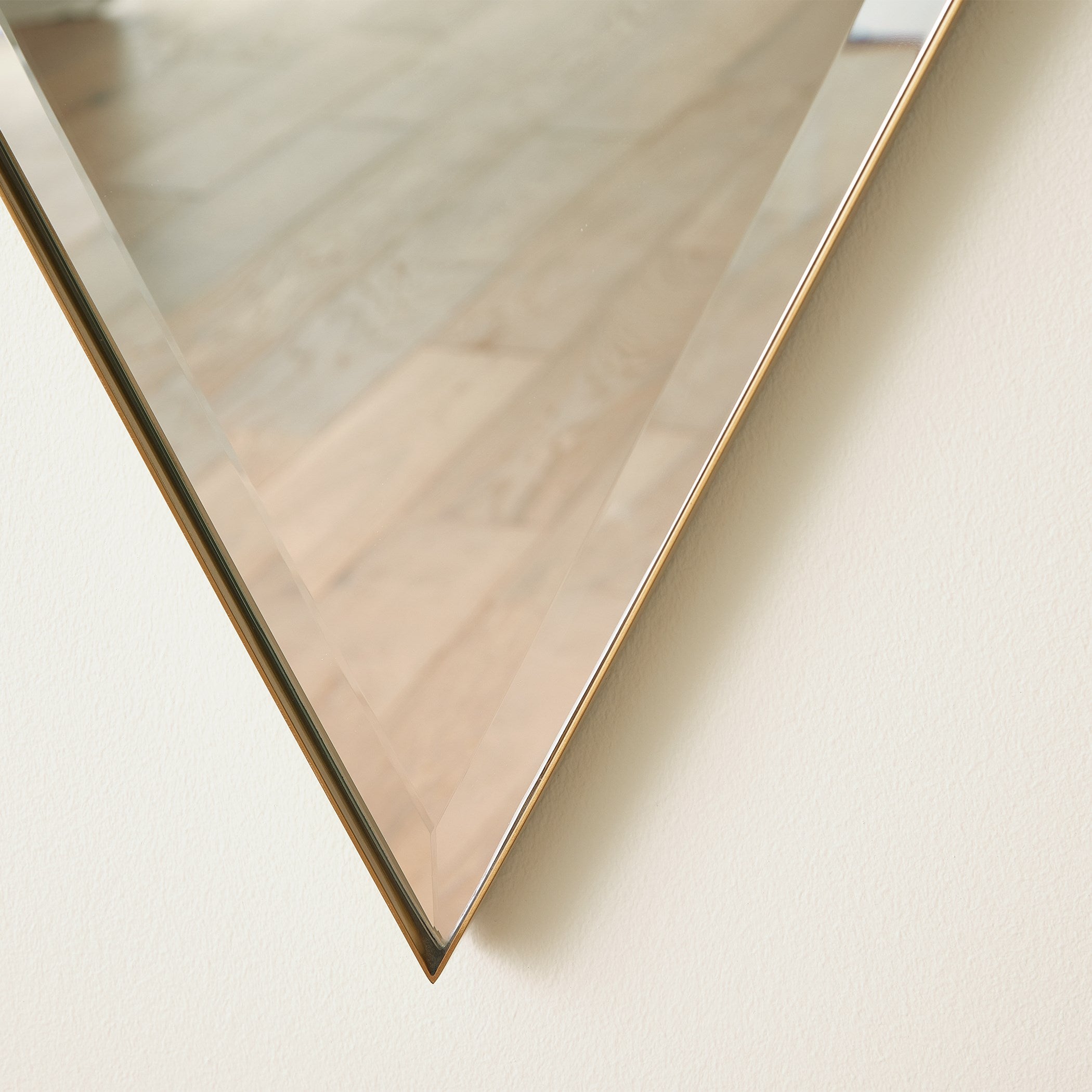 Global Views Elongated Diamond Mirror Brass